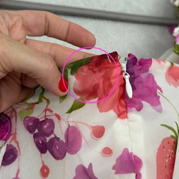 Abercrombie &Fitch Strawberry Floral Ruffle Hi-Low Dress XL Tall Romantic Formal - Picture 10 of 15